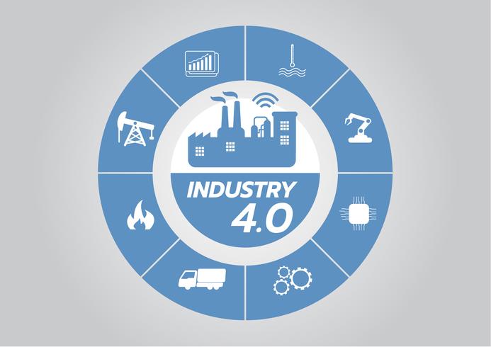 Icon of industry 4.0 concept ,Internet of things network,smart factory solution,Manufacturing technology,automation robot with gray background  vector