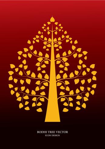 Golden Bodhi tree symbol Thai art style, vector illustration