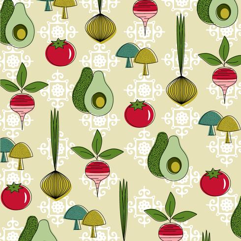 vintage vegetable pattern vector