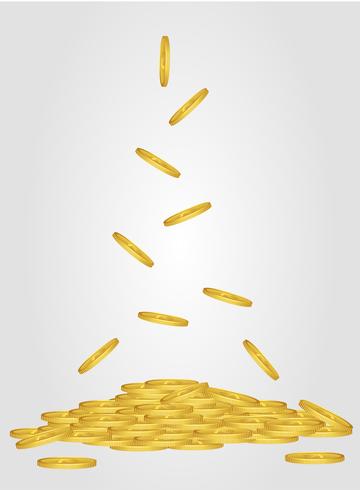 Gold coins drop, vector