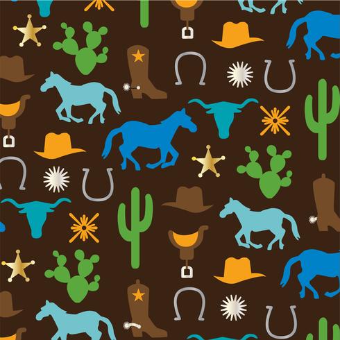 cowboy pattern with horses cactus saddles and boots vector