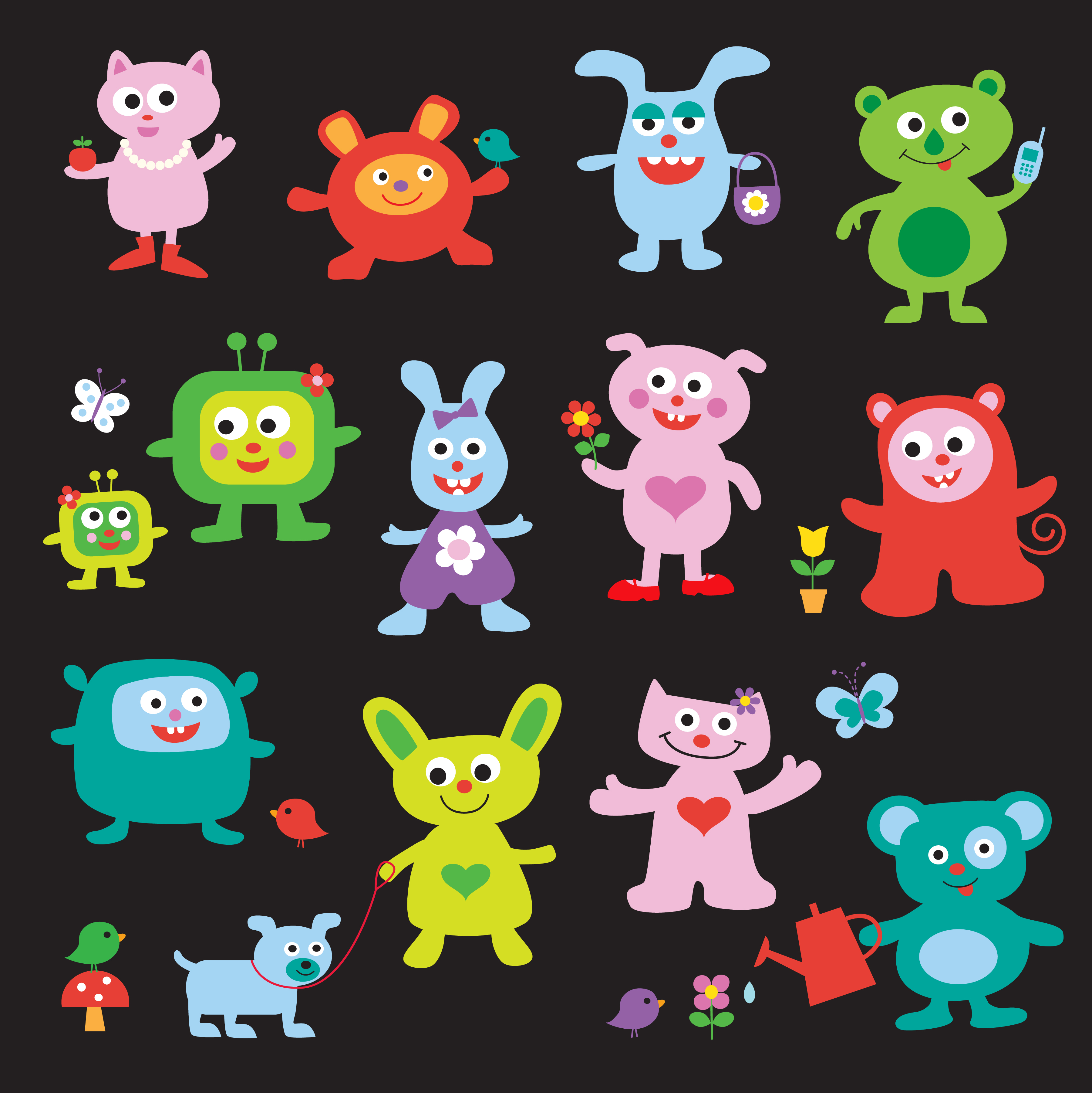 cute monster cartoon characters 509078 Vector Art at Vecteezy