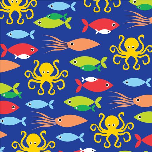 squid and octopus background pattern vector