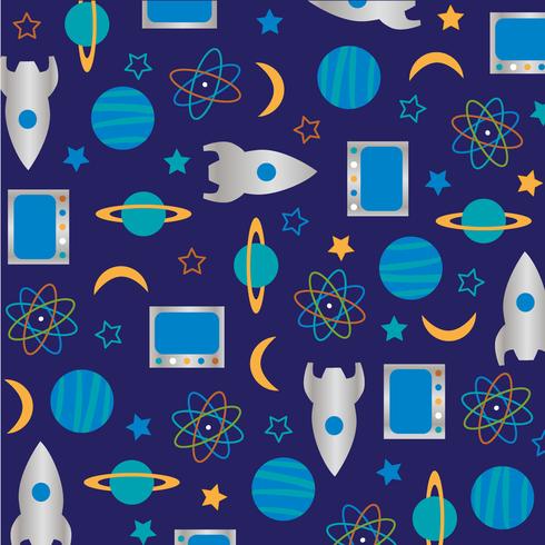 science rocket outer space pattern on blue background vector