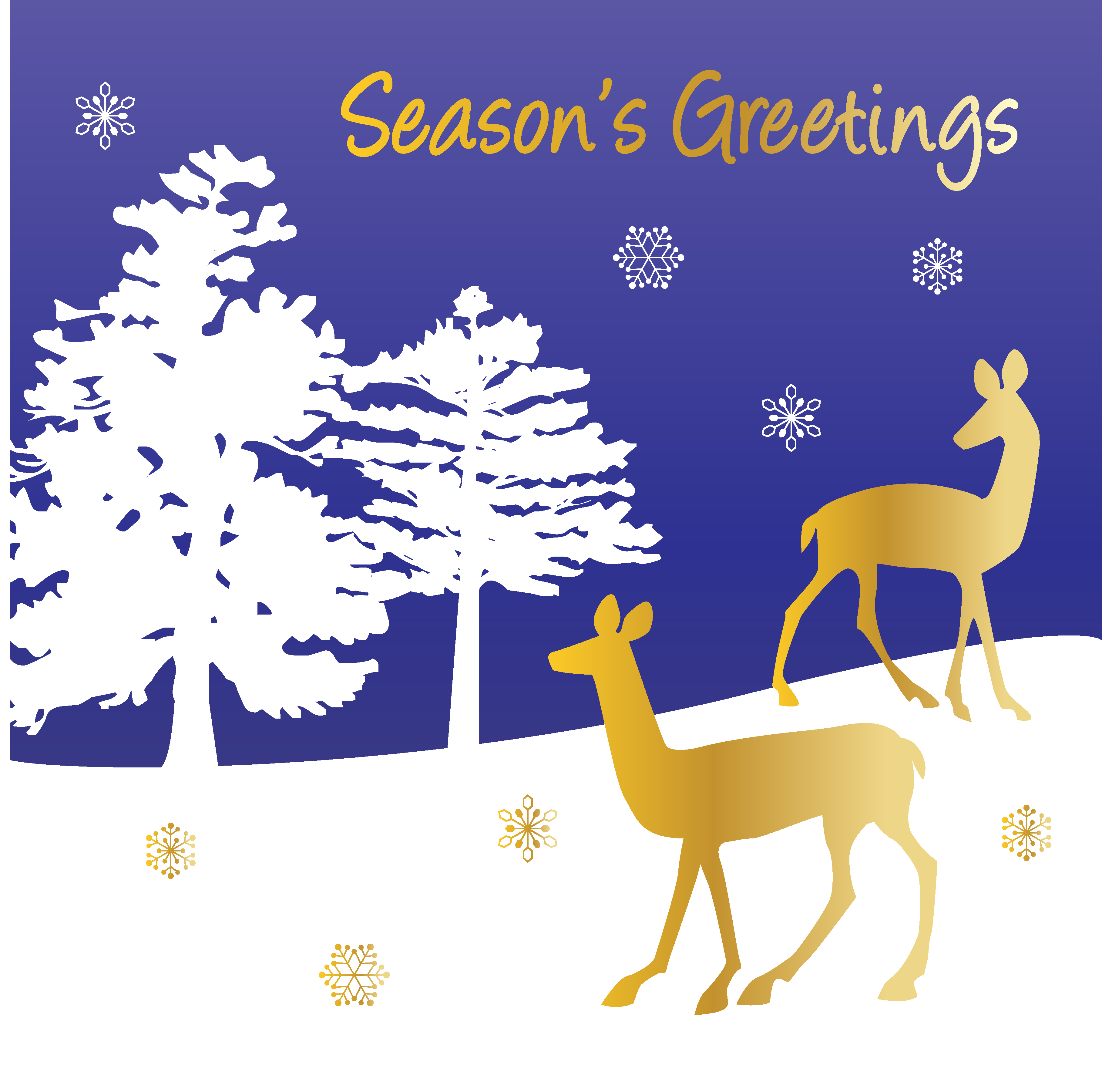 Download seasons greetings vector graphic winter scene with gold deer and trees 509115 Vector Art at Vecteezy