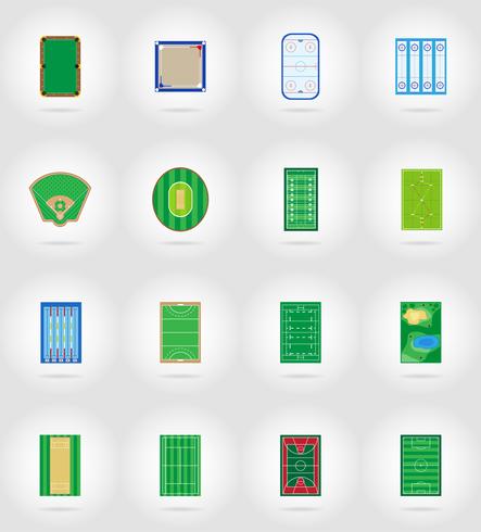 court playground stadium and field for sports games flat icons vector illustration