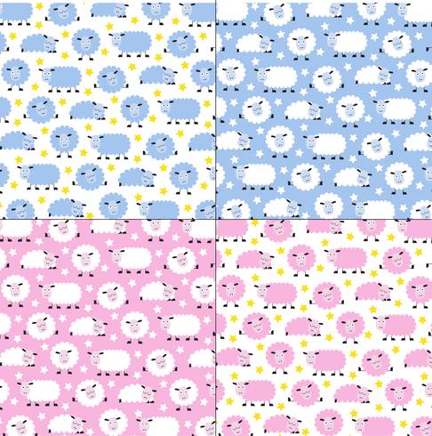 cute sleepy sheep patterns vector