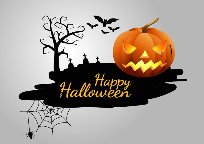 Halloween pumpkins and dark castle on background,Happy Halloween message design illustration. vector