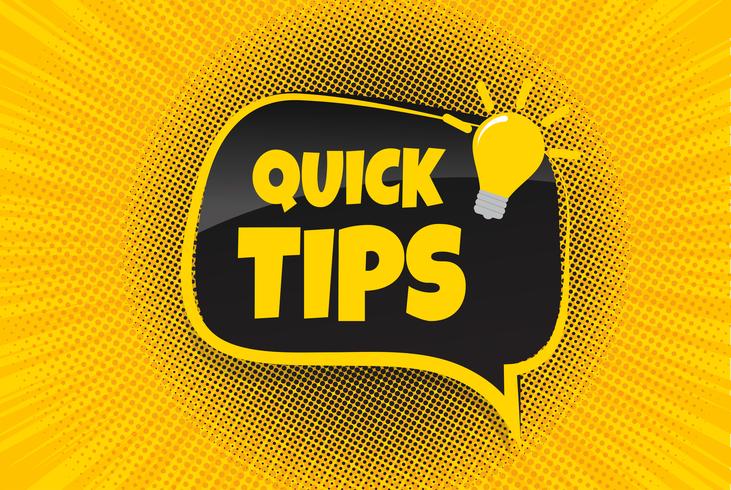 Quick Tips badge, banner vector with light bulb and speech bubble