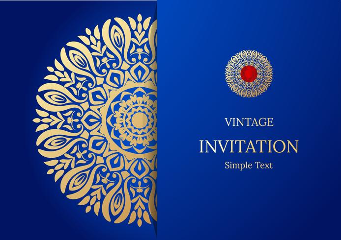 Elegant Save The Date Card Design Vintage Floral Invitation Card Template Luxury Swirl Mandala Greeting Gold And Blue Card Download Free Vectors Clipart Graphics Vector Art