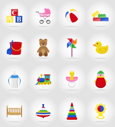 baby toys and accessories flat icons vector illustration