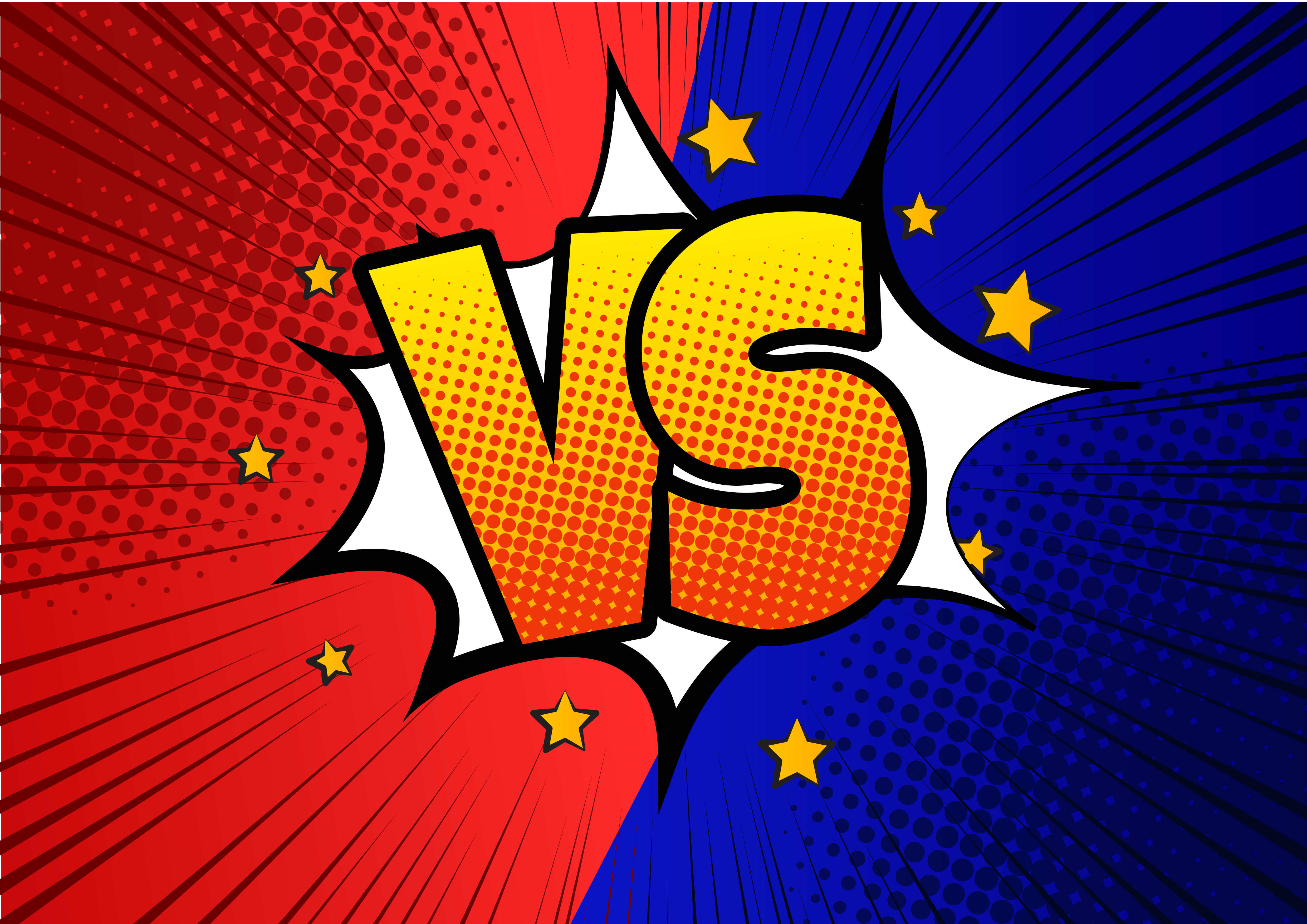 blue and red Versus VS letters fight backgrounds in flat comics style  design with halftone 509354 Vector Art at Vecteezy