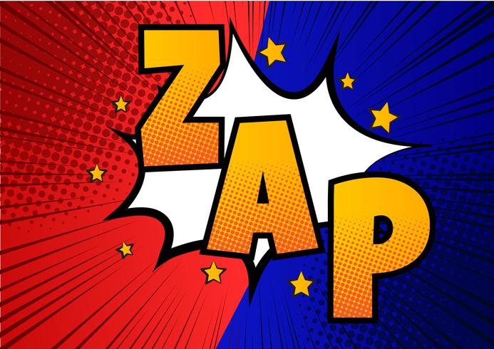 Zap Pop art cartoon comic explosion. vector