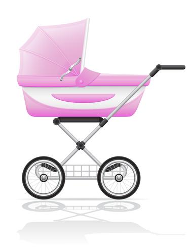 babys perambulator pink vector illustration