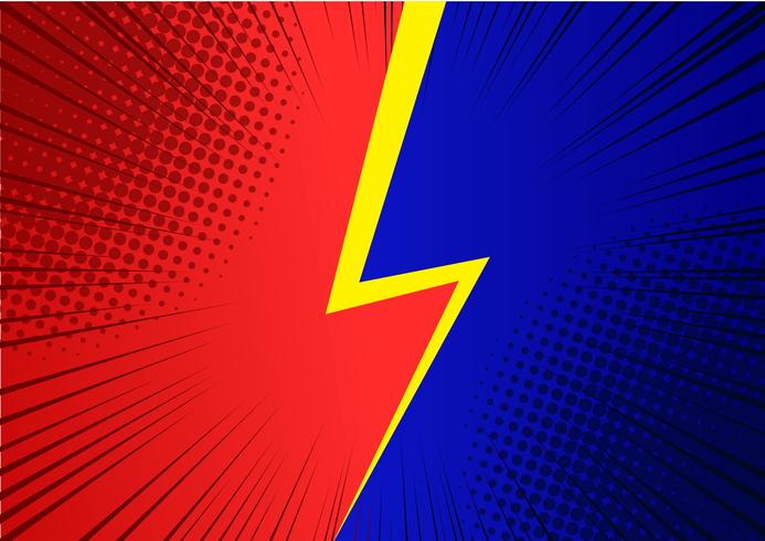 Pop art red and blue background, Speed line retro comic rays illustration - Vector