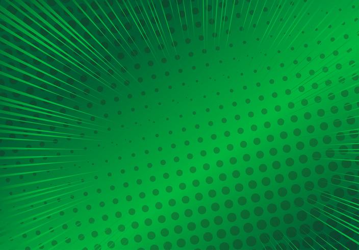 Fondo verde del arte pop, línea de velocidad retro cómic rayos ilustración - Vector