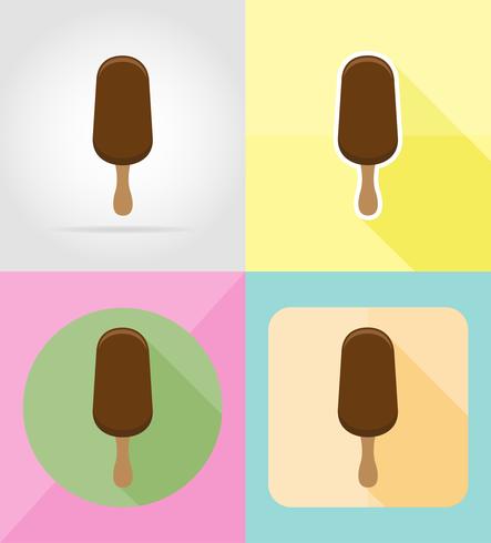 Ilustración de vector de iconos planos de helado