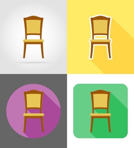 chair furniture set flat icons vector illustration