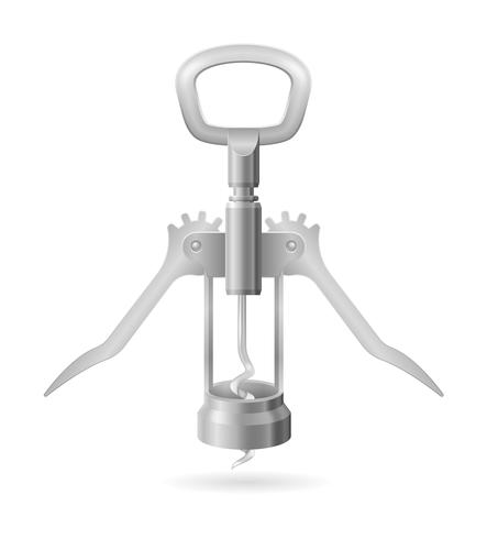 metal corkscrew for opening a cork in a wine bottle vector illustration