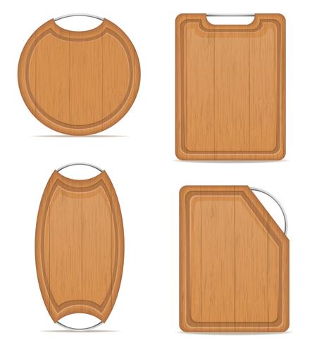 Tabla de cortar de madera con mango metálico ilustración vectorial vector