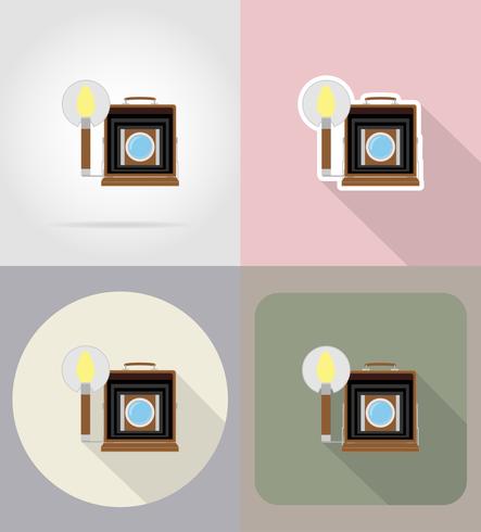 old retro vintage photo camera flat icons vector illustration