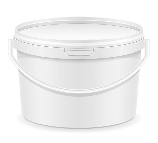 white plastic bucket for paint vector illustration