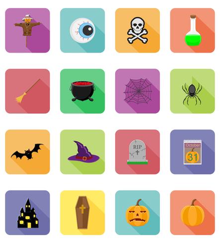 Halloween iconos planos vector illustration