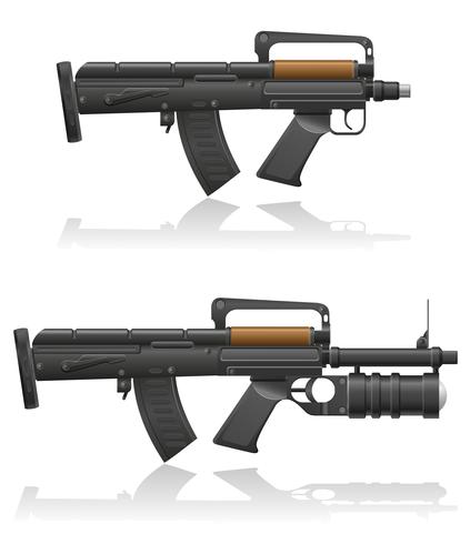 machine gun with a short barrel and grenade launcher vector illustration