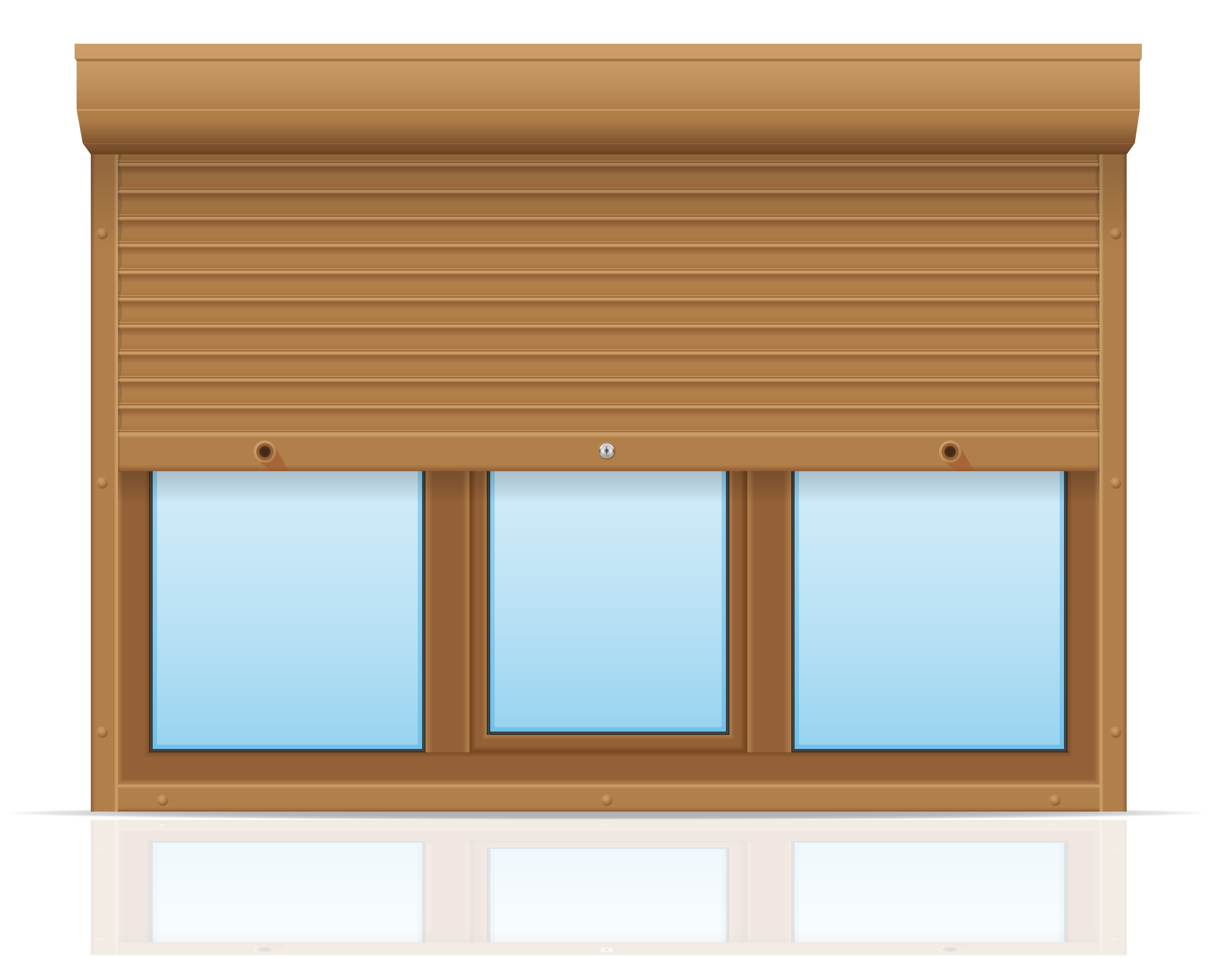brown plastic window with rolling shutters vector illustration 509656