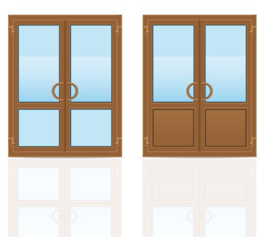 Puertas transparentes de plástico marrón vector illustration