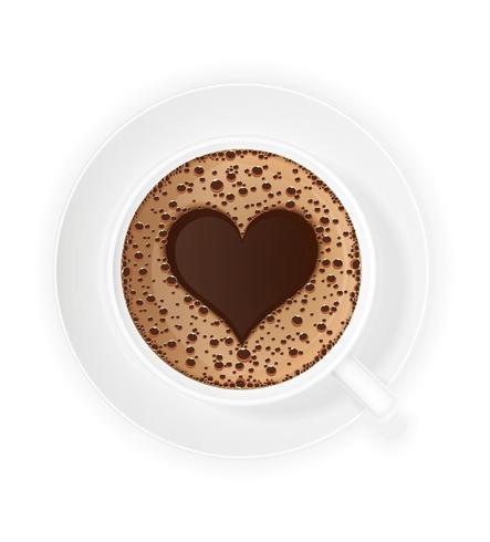 Taza de café crema y símbolo corazón vector ilustración