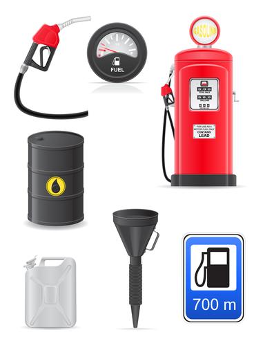 conjunto de iconos de combustible ilustración vectorial vector