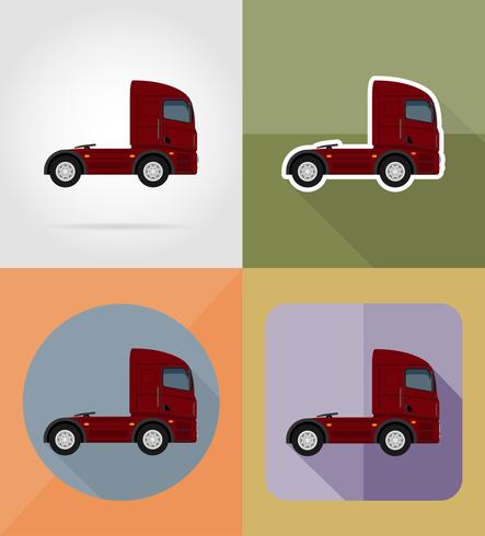 truck for transportation cargo flat icons vector illustration