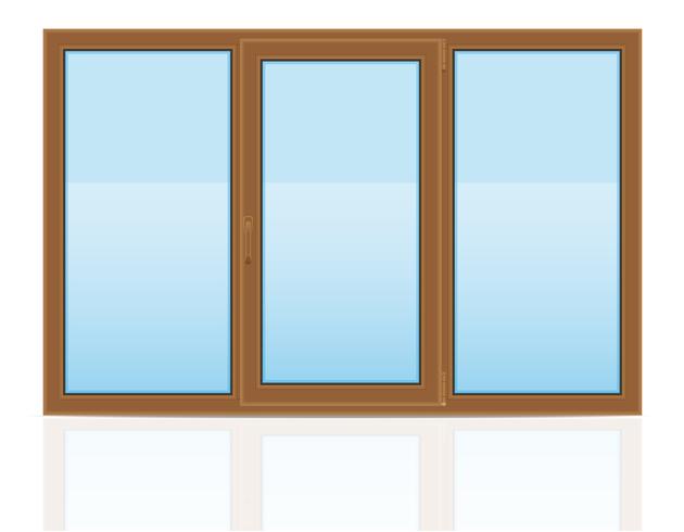 Ventana transparente de plástico marrón vista interior vector ilustración