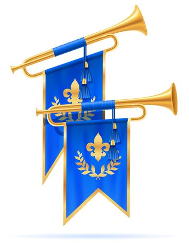 Ilustración de vector de trompeta de cuerno de oro real