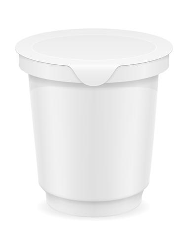 white plastic container of yogurt or ice cream vector illustration