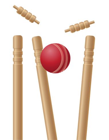 wickets de criket y bola vector illustration