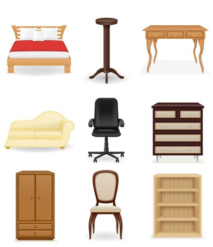 conjunto de iconos muebles vector illustration