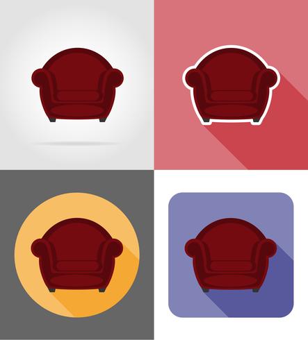 armchair furniture set flat icons vector illustration