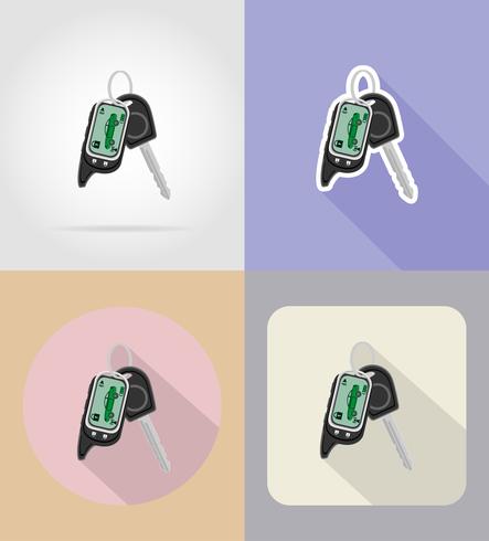 remote car alarm with car keys flat icons vector illustration