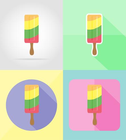 Ilustración de vector de iconos planos de helado