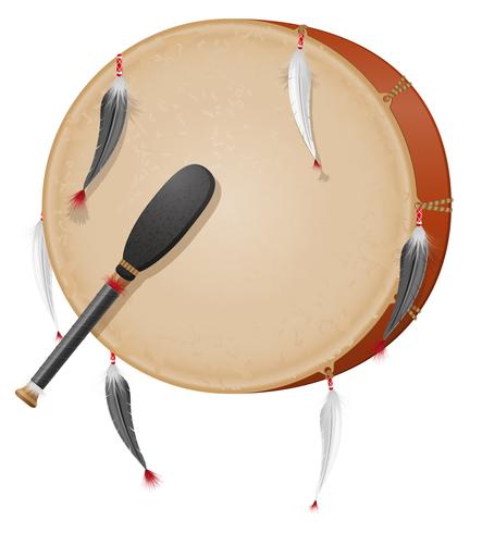 tambourine american indians vector illustration