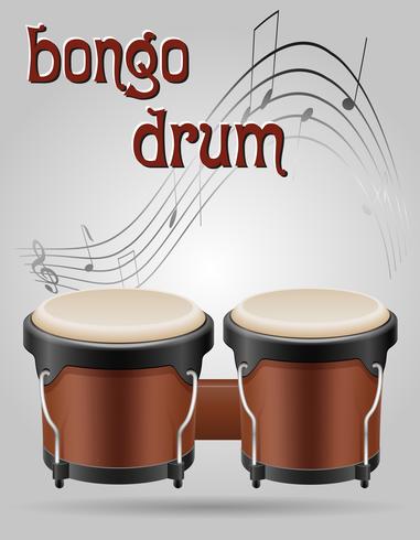 bongo drums musical instruments stock vector illustration