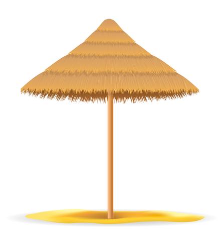 beach umbrella made of straw and reed for shade vector illustration