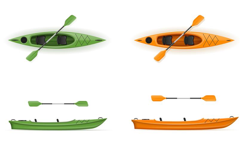 Kayak de plástico para pesca y turismo ilustración vectorial vector