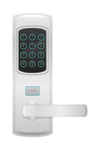 electronic lock with handle knob and electric drive vector illustration