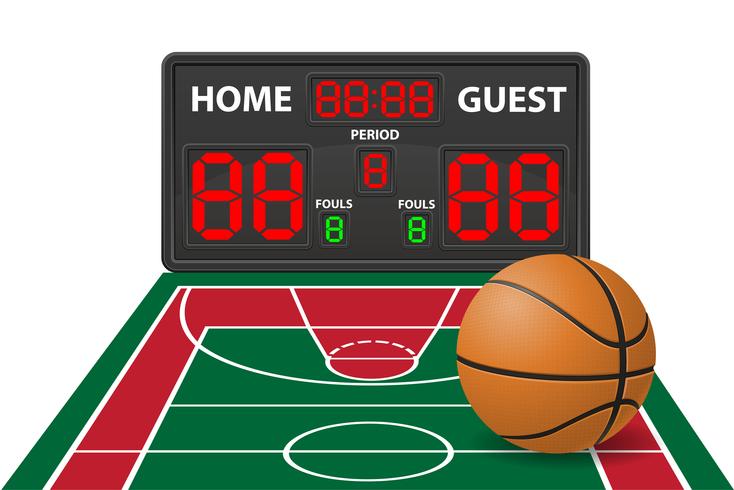 basketball sports digital scoreboard vector illustration