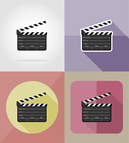 clapper board iconos planos vector illustration