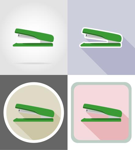 stapler stationery equipment set flat icons vector illustration