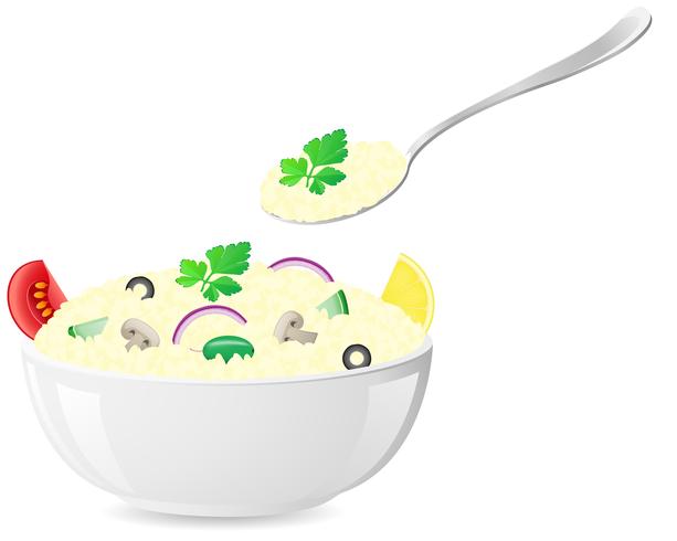 italian rice with vegetables vector illustration